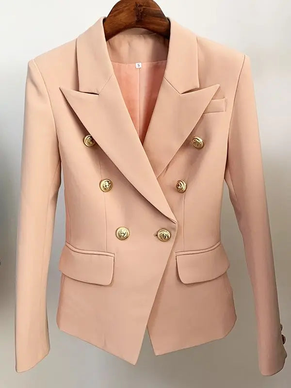 HIGH STREET 2025 Classic Designer Blazer Jacket Women's Slim Fitting Metal Lion Buttons Double Breasted Blazer