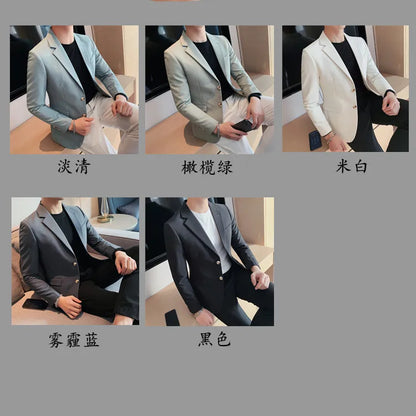 2025 High Quality Solid Single Button Casual Blazer Men's Korean Simple Business Elegant Fashion Party Slim Fit Suit Jacket 4XL