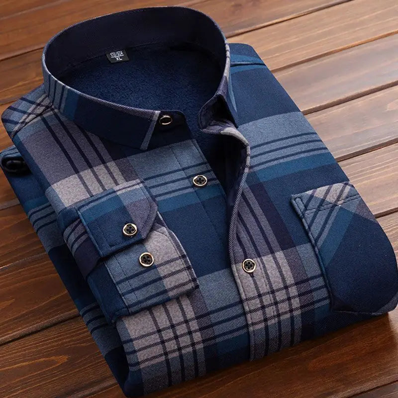 2024Men's Casual Warm Shirts Autumn Winter Long Sleeve Plaid Shirt Thick Warm Tops Men High Quality Soft Large Size Shirt Camisa