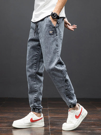 Spring Summer Black Blue Cargo Jeans Men Streetwear Denim Jogger Pants Men Baggy Harem Jean Trousers Plus Size