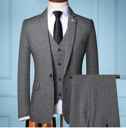 S-6XL (Jacket + Vest + Pants) Retro Gentleman Classic Fashion Plaid Mens Formal Business Slim Suit 3Pces Set Groom Wedding Dress