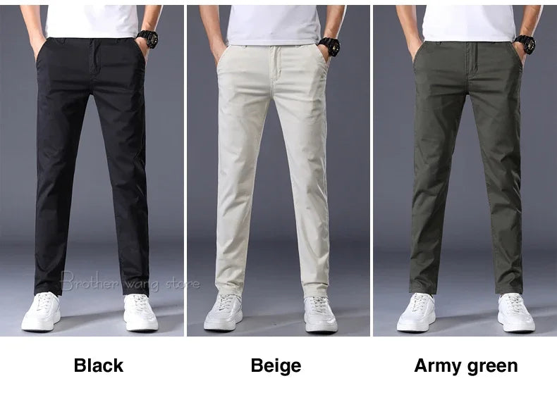 7 Colors Men's Classic Summer Thin Casual Pants Business Fashion Stretch Cotton Slim Solid Color Trousers Male Brand Clothes