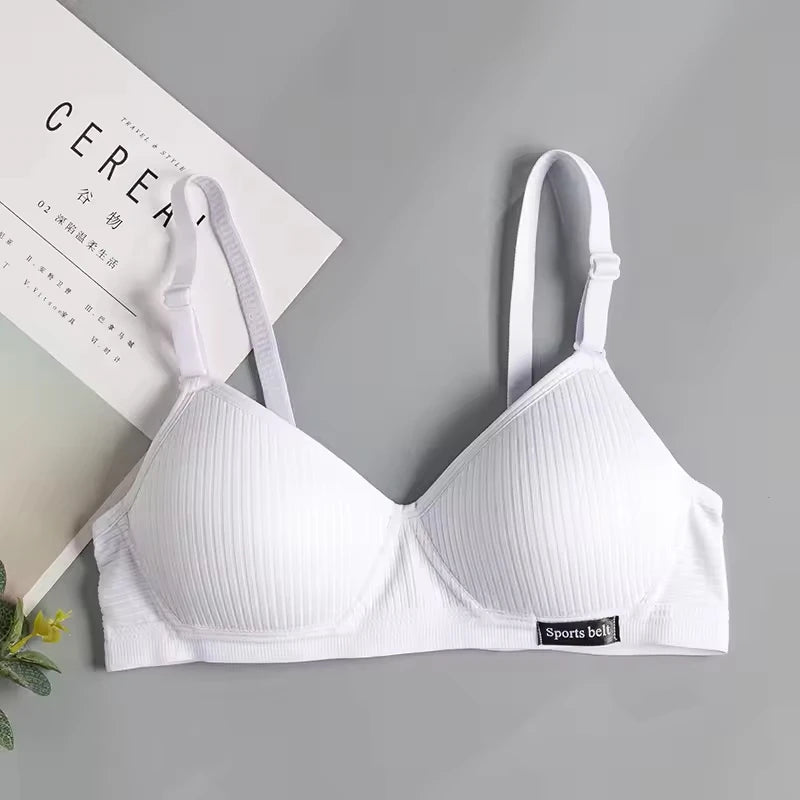 Cotton Women's AB cup Bra Underwear Wireless Gathering ComfortableV-Bra Women's Upward Push Underwear