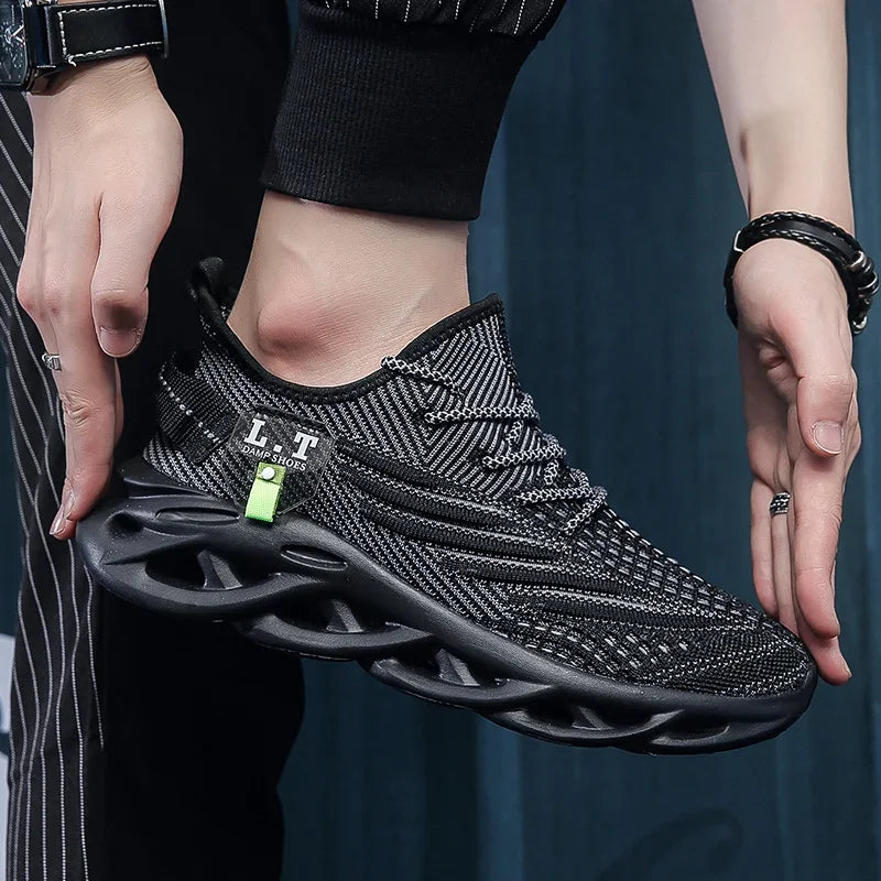 YRZL Men Sports Running Black Jogging Shoes Casual Sneakers Outdoor Breathable Mesh Women Light Shock-absorption Sneakers Men