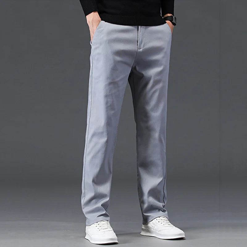 High Quality Men Versatile Casual Pants Fashion Khaki Dark-blue Street Trousers Comfortable Concise Business Straight Leg Pants