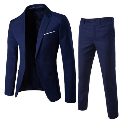 Fashion Slim Waist 2 Pieces Set Wedding Suits For Men Slim Suit Jacket Pant Vest Suit Men Tuxedo Single Breasted Blazer Suit