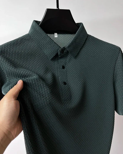 Waffle Ice Silk Short Sleeved Men's Polo Shirtsweat Absorbing Casual Shirtcool and Breathable New Style High-quality Busin