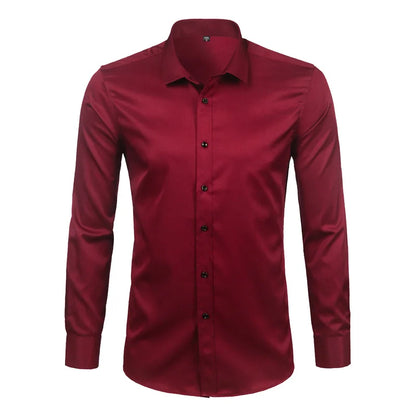 New Men's Minimalist Slim Fit Long Sleeve Shirts Classic Business Solid Color Office Shirt Casual Men's Clothing Tops 2024