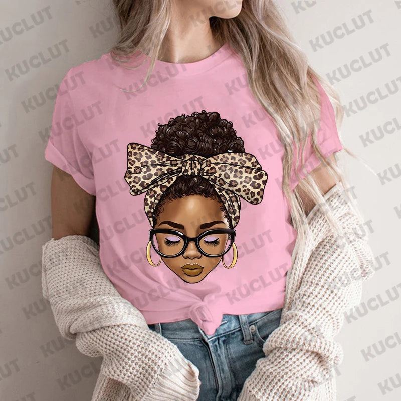 Black Women T-Shirt Afro Woman Graphic Tees Black Girls TShirt Juneteenth Shirt Tshirt Fashion Female Clothing Designer T Shirt