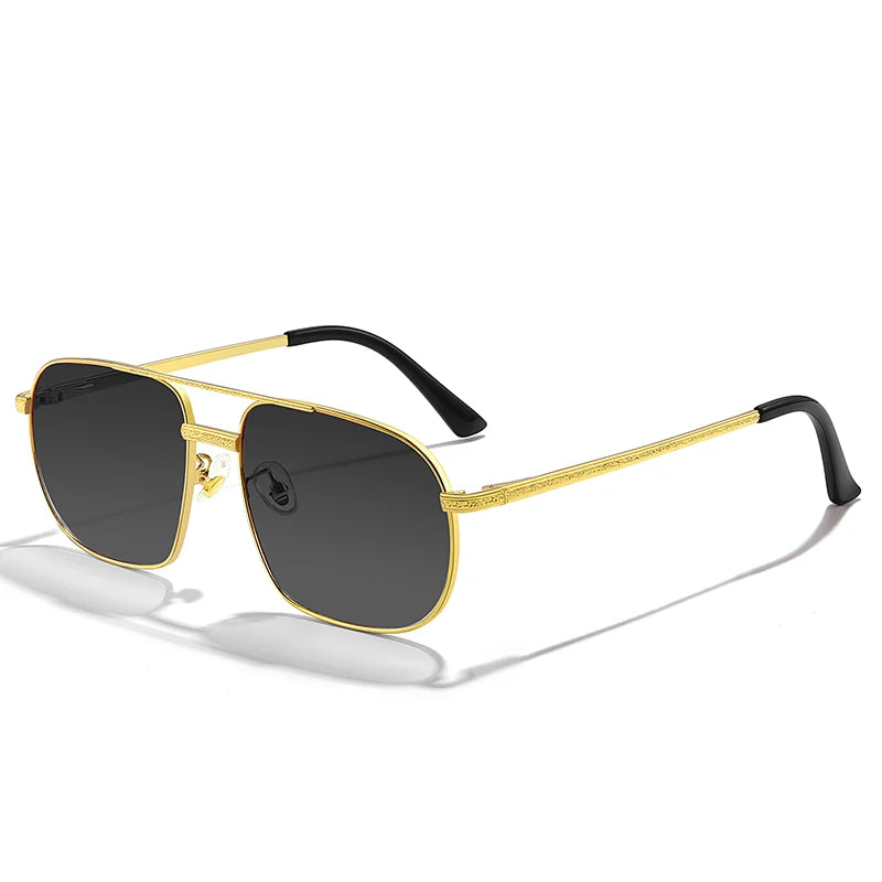 HBK New Pilot Sunglasses for Men Fashion Retro Double Bridge Girder Metal Sun Glasses Women UV400 Male Trending Products Shades