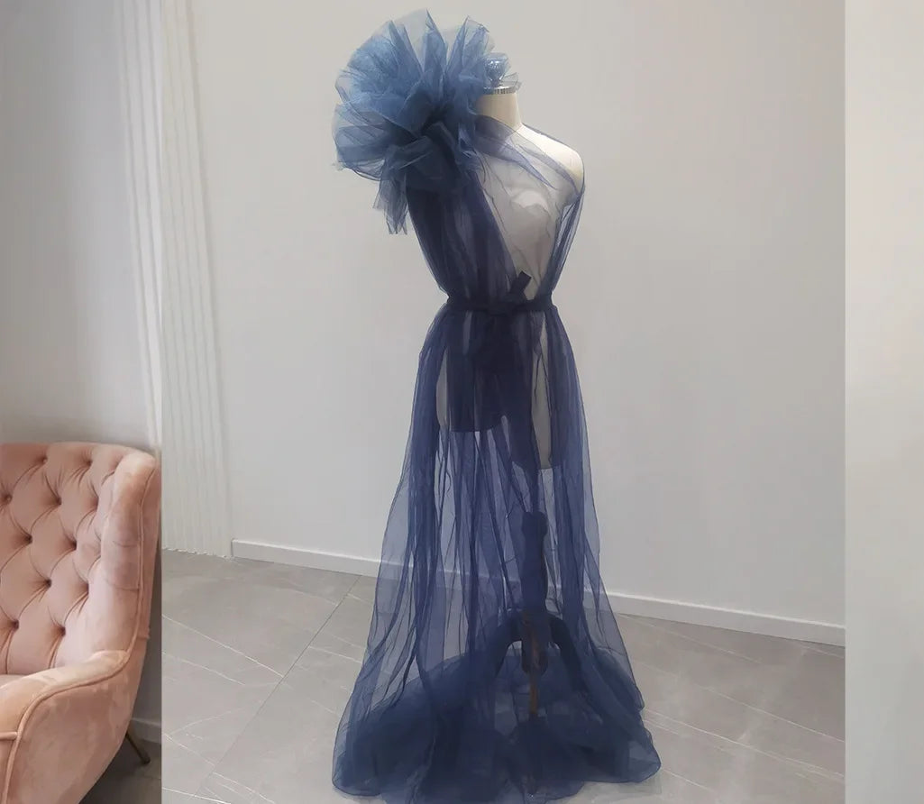 Sexy Tulle Maternity Photo Dresses Off Shoulder Pregnancy Shooting Dress Long Pregnant Photography Session Maxi Gowns For Women