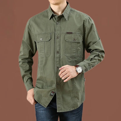 2023 Spring Shirts Men Long Sleeve Casual Cotton Shirt High Quality Camisa Militar Overshirt Brand Clothing Black Blouses 5XL