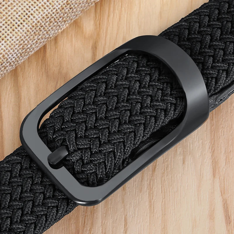 Non-hole Punch-free MEN'S AND WOMEN'S Woven Belt Elastic Stretch Canvas Belt Female Korean Style Versatile Student Pants Belt