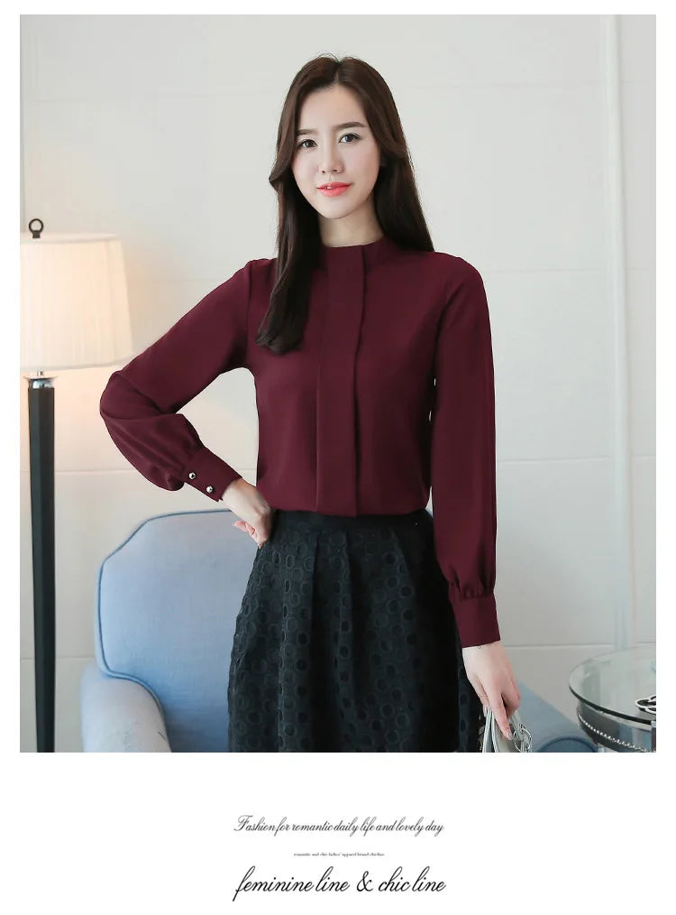 New Autumn Spring Tops Women Fashion Ladies Long Sleeve Shirts Casual Chiffon Blouse 2025 Work Wear Office Blusas Femininas