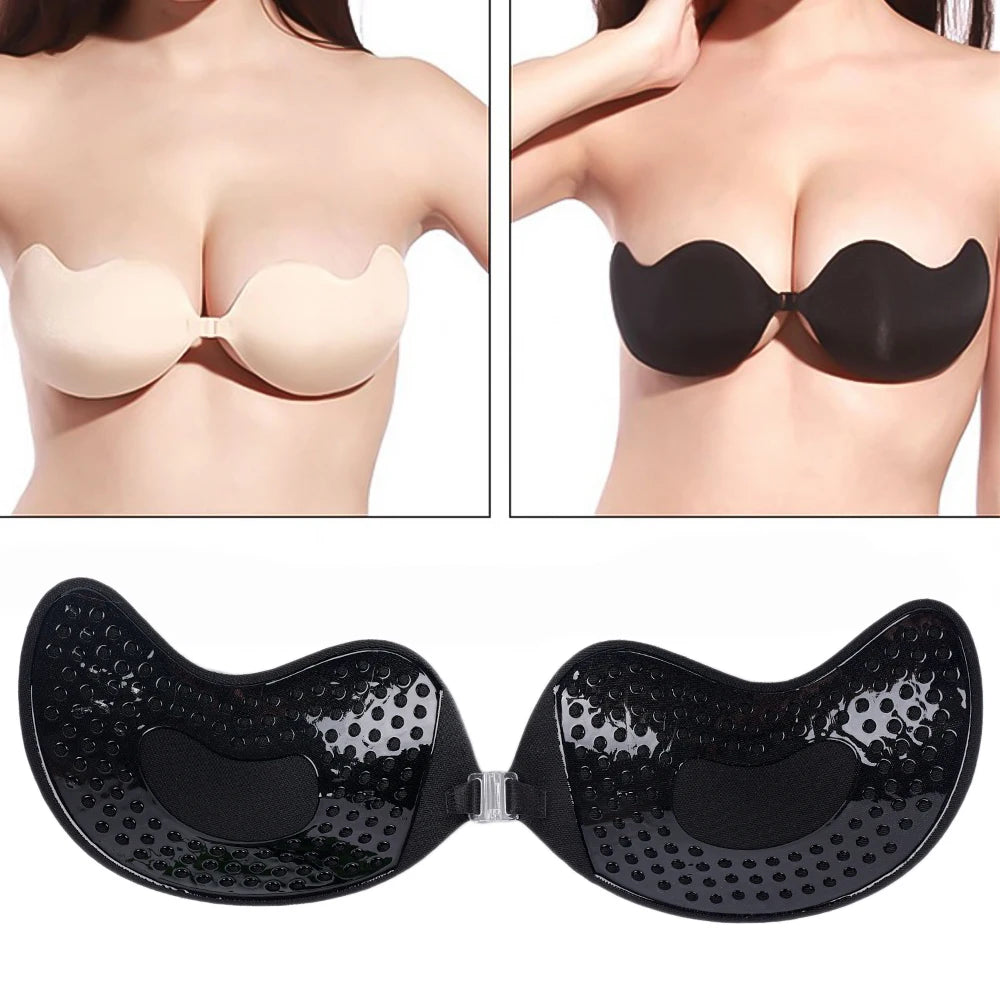 Mango Invisible Push Up Bra Backless Strapless Seamless Front Closure Bralette Underwear Adhesive Silicone Sticky Bras Lingerie