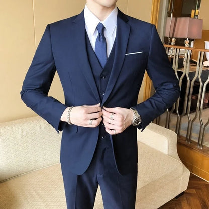 Luxury Business Suits for Men 3 Piece 2025 Groom Tuxedo Wedding Suits Best Man Groomsmen Formal Party Suit Male Trajes De Hombre