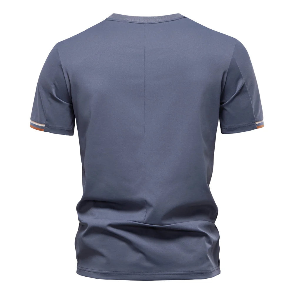 AIOPEAON Mens Solid Color Sporty Round Neck Casual T-Shirt For Stylish Wear High Quality Male Tops Men's T-shirts