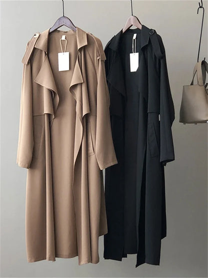 Winter Women Coat Female Trench Jacket Vintage Maxi Classic Long Trench Women Coat Oversize Female Windbreaker Blazers  Coat