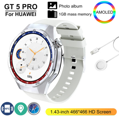 New GT 5 Pro Smart Watch Men Women 1GB Memory 466*466 HD Screen SmartWatch Heart rate Blood oxygen GPS tracker NFC Smartwatch