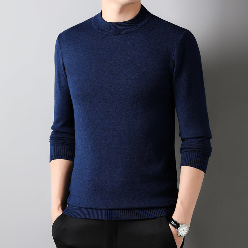 Half Turtleneck Knitwear Sweater New Autumn/Winter Mock Neck Sweatshirts Solid Color Pullovers Man Brand Casual Mens Clothing