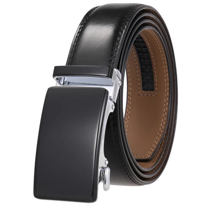 Brand New Mens Belts Casual Automatic Buckle Black Red Brown Male Cow Genuine Leather Trouser Belt