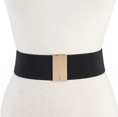 New Wide Elastic Black Belt Dress Stretch Waist Belts Women Dress Coat Accessories Waistband Corset Waist Metal Buckle Lady