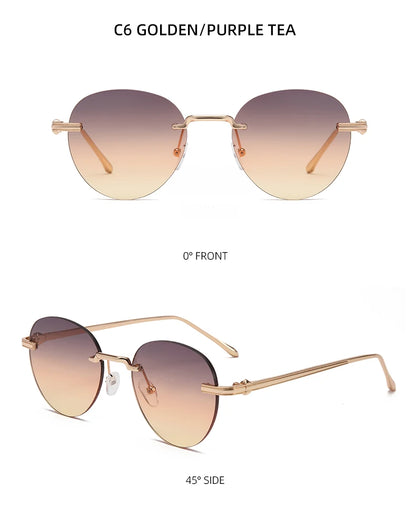 The new frameless and stylishly minimalist sunglasses are versatile with a golden metal frame.