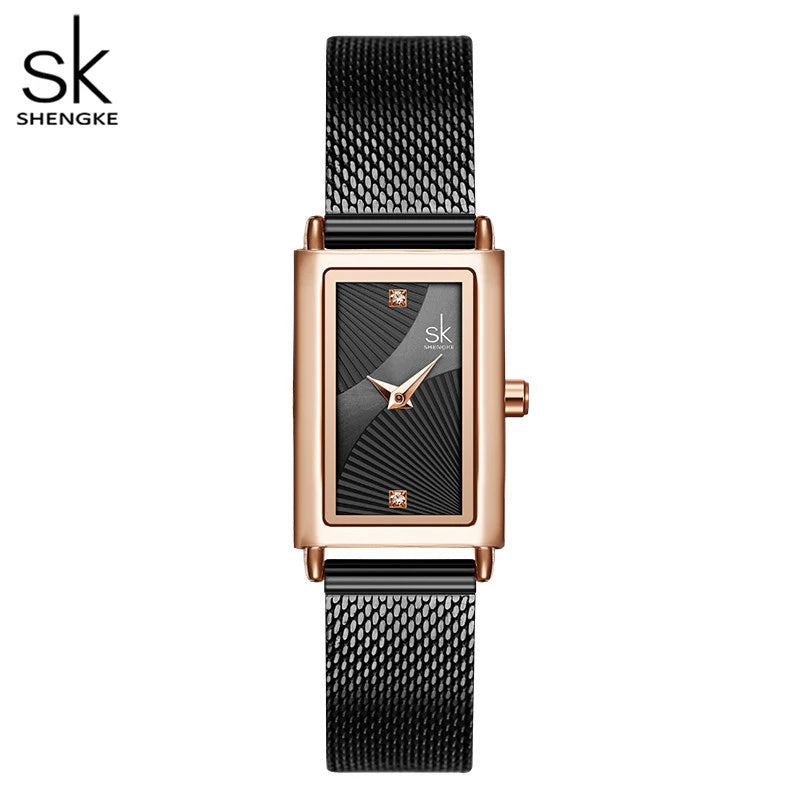 Shengke Women Watches Fashion Geneva Design Ladies Watch Luxury Brand Rectangle Quartz Wristwatches Luxury Gifts For Women Clock