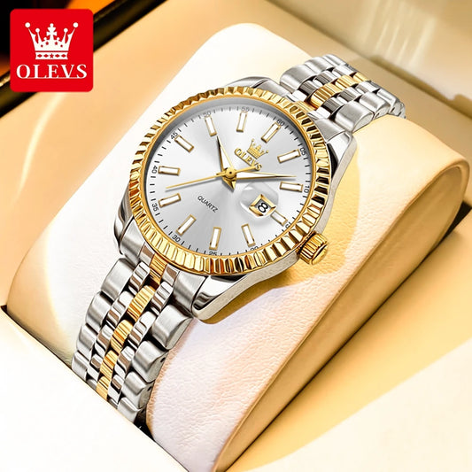 OLEVS 5593 Woman Watch Stainless Steel Waterproof Auto Date Elegant Ladies Wristwatch Luxury Original Quartz Watch for Women New