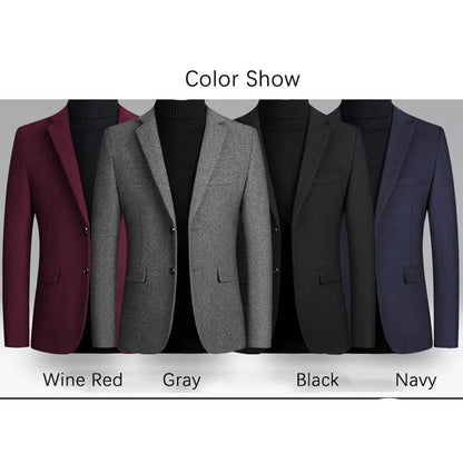 BROWON Brand Business Casual Wool Blazer Men 2025 Autumn and Winter New Solid Men Blazer Regular Fit Long Sleeve Blazers for Men