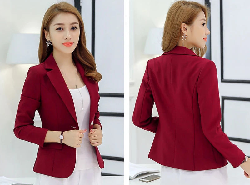 Black Women Blazer 2024 Formal Slim Blazers Lady Office Work Suit Pockets Jackets Coat Female Wine Notched Blazer Jackets Femme