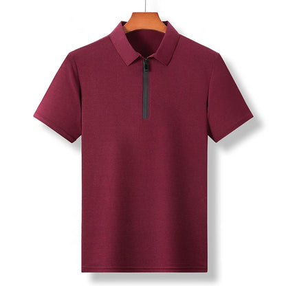 8 Colour New Men's Zippered Short Sleeved Polo T-shirt Solid Color Comfortable Top