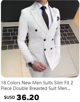 2025 Wedding Groom Suit for Men/Slim Fit 2-Piece(Blazer+pants)Breathable Groom Attire(Free Tie)Best Man, Party, Prom Ropa Hombre