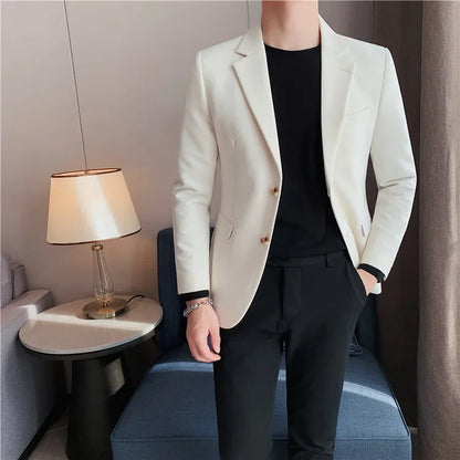 2025 High Quality Solid Single Button Casual Blazer Men's Korean Simple Business Elegant Fashion Party Slim Fit Suit Jacket 4XL