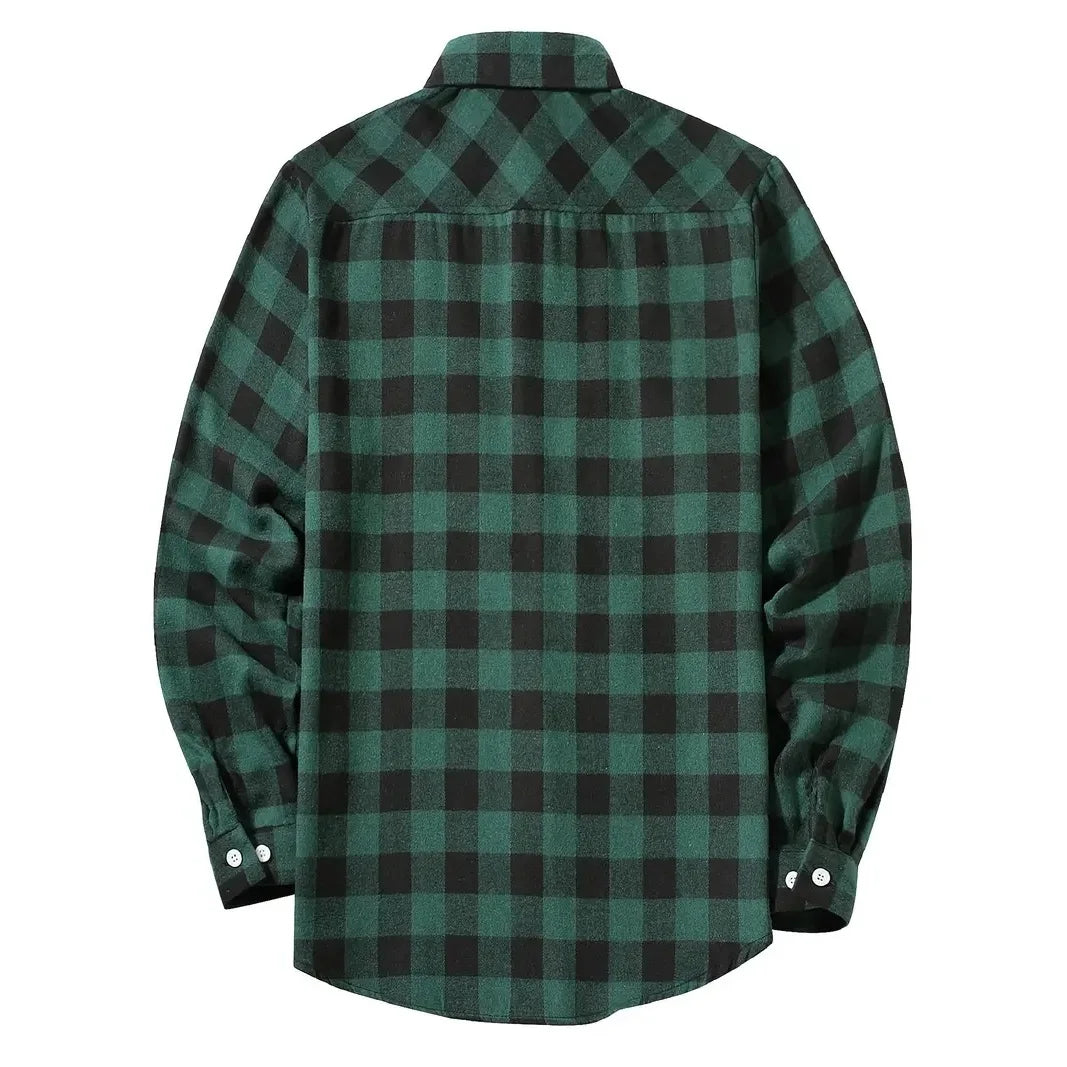 Mens Shirts Single Breaste Classic Plaid Smart Casual Flannel Shirt Long Sleeved Chest Two Pockets Design Spring Autumn Men Tops