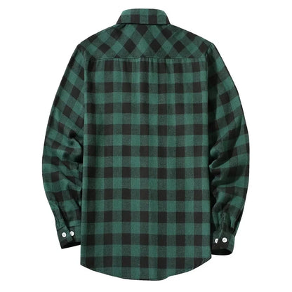 2024 Autumn Men Jacket Tops Single Breasted Casual Plaid Shirt Long Sleeve Chest Double Pocket Hip Hop Design Stitching ShirtS