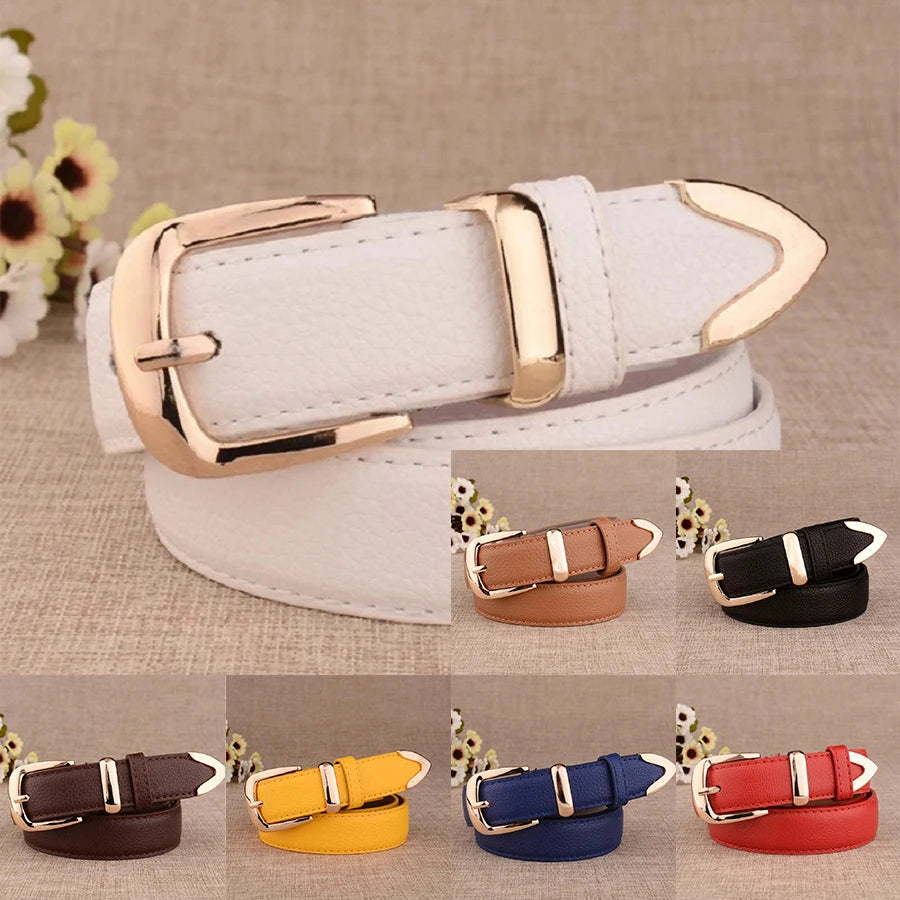 Women's Trousers Belt  Leather Trend White Belt Fashion High Quality Trouser Belts Solid Vintage Pin Buckle Ladies Strap LB2146-