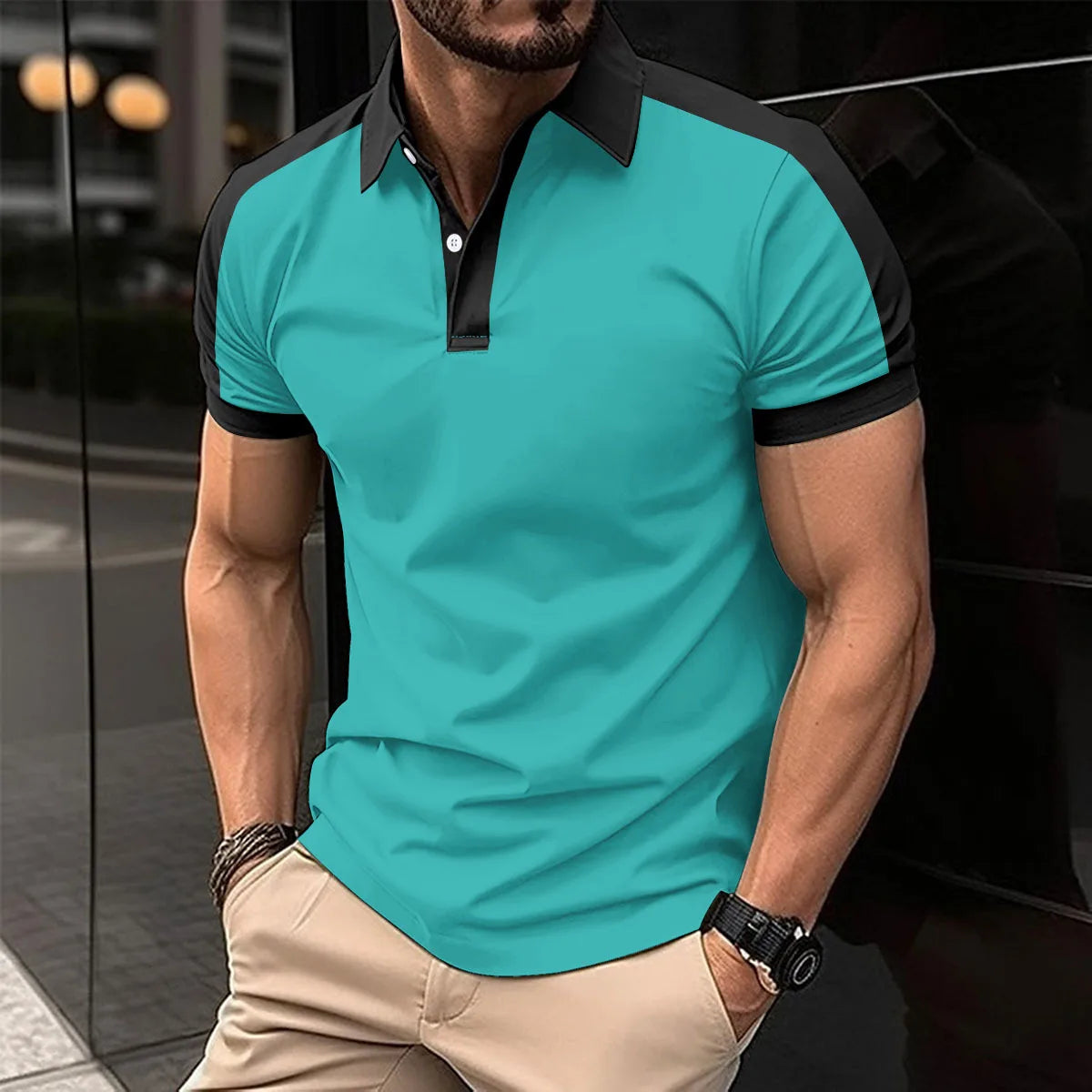 Summer New Men's Popular Solid Color polo Shirt Short-Sleeved Lapel Casual Street fashion Breathable T-Shirt