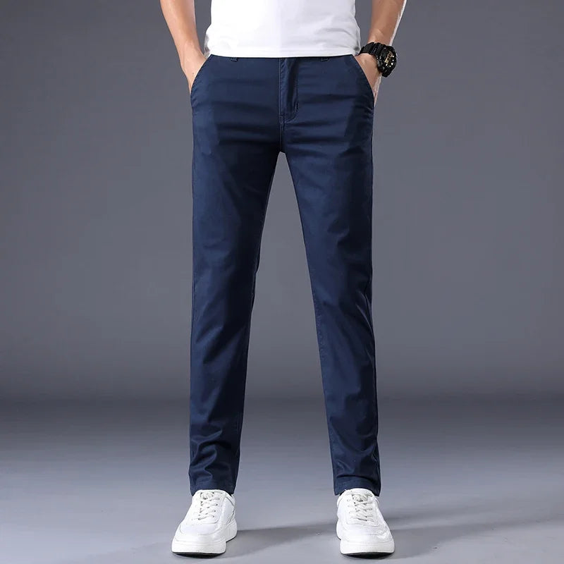 7 Colors Men's Classic Summer Thin Casual Pants Business Fashion Stretch Cotton Slim Solid Color Trousers Male Brand Clothes