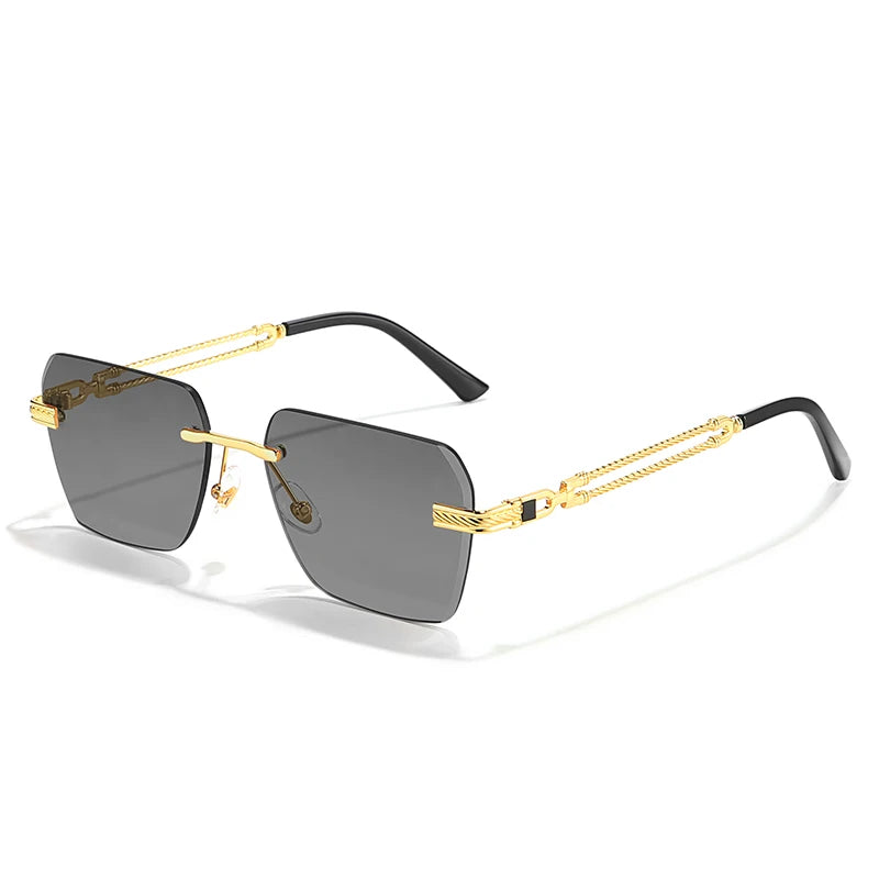 Caterside Rimless Pilot Sunglasses Men Square Metal Frame Sun Glasses Women Gradient UV400 Eyewear Good Idea Choice for Gifts