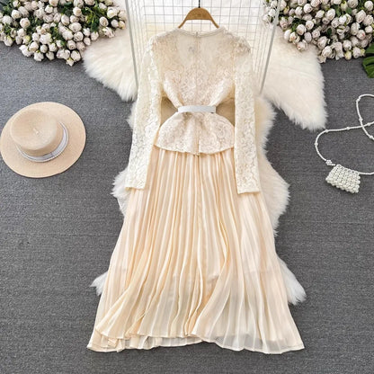 Runway Designer Summer Flower Embroidery Lace Chiffon Prom Dress Women Short Sleeve Single Breasted Midi Long Vestidos Party