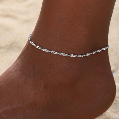 Stainless Steel Anklet Simple Popular Multi-Layer Chain Lovely Carved Delicate Anklet For Women Jewelry Party Gifts Daily Wear