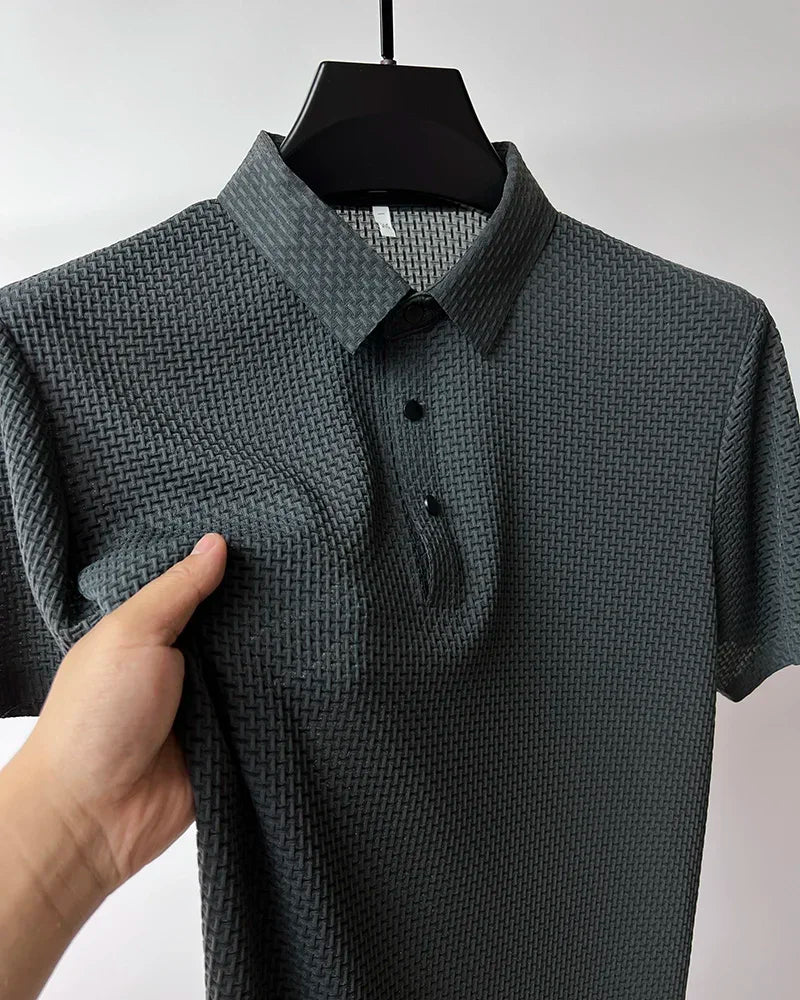 Waffle Ice Silk Short Sleeved Men's Polo Shirtsweat Absorbing Casual Shirtcool and Breathable New Style High-quality Busin