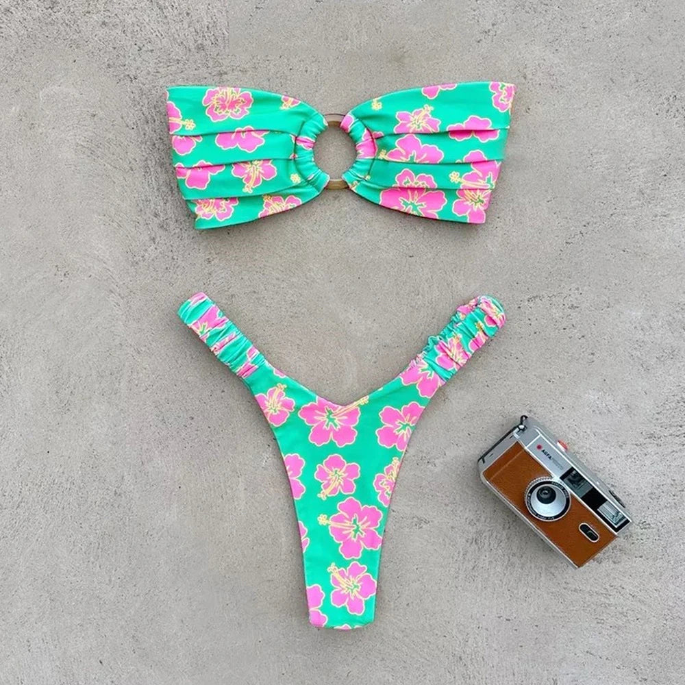 Micro Bikini Push Up Women Swimsuits 2025 Sexy Female Swimwear Brazilian Bikini Set Thong Biquini Swim Suits Print Beachwear