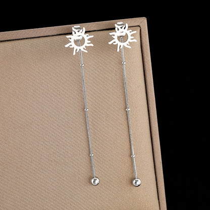 Stainless Steel Earrings Classic Sun Totem Long Snake Beads Chain Stud Earrings For Women Jewelry Fashion Popular Friend Gifts