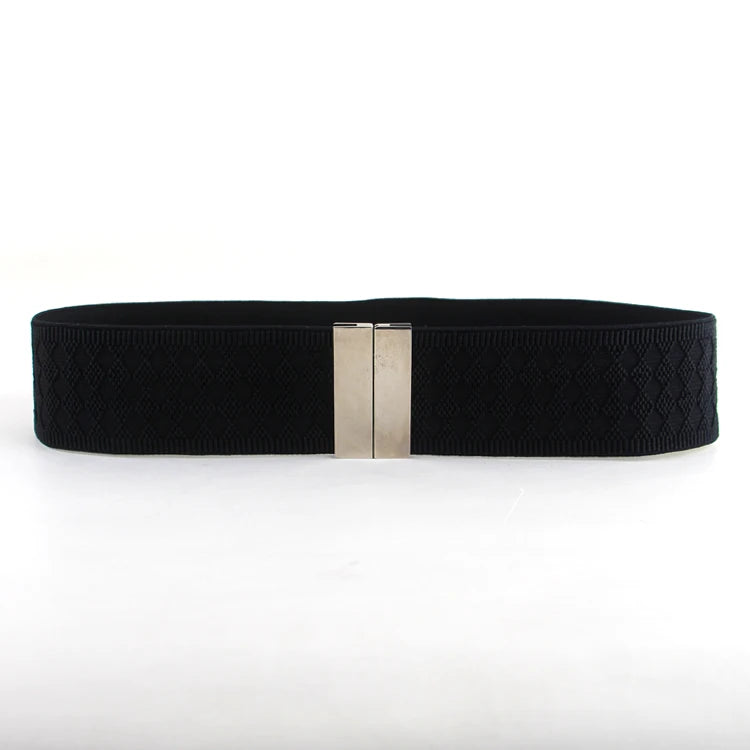 New Wide Elastic Black Belt Dress Stretch Waist Belts Women Dress Coat Accessories Waistband Corset Waist Metal Buckle Lady