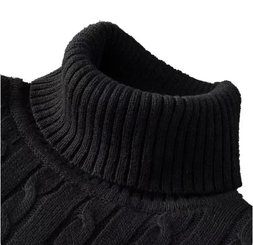 New Men's High Neck Sweater Solid Color Pullover Knitted Warm Casual Turtleneck Sweatwear Woolen Mens Winter Outdoor Tops