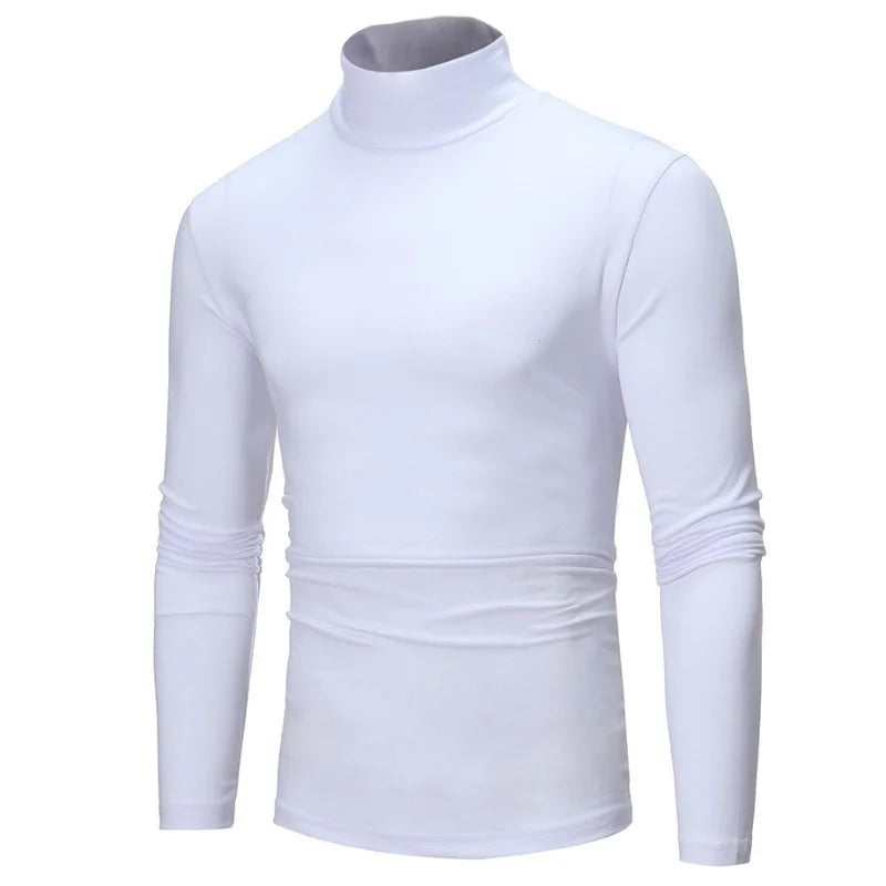 New Fashion Base Tee Shirt Men Slim Fit Knit High Neck Pullover Turtleneck Sweater Tops Shirt