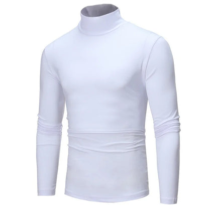 New Fashion Base Tee Shirt Men Slim Fit Knit High Neck Pullover Turtleneck Sweater Tops Shirt