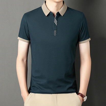 Men's Solid Color Casual Fashion Short Sleeve Polo Shirt Summer Comfortable Top for Business And Leisure